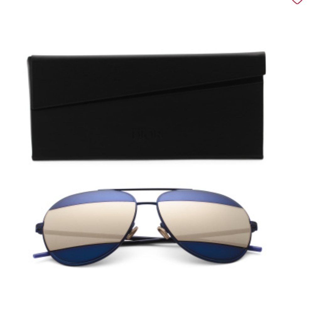 Christian Dior Color Block Aviator Sunglasses Unisex Blue Grey Mirror Lens - Picture 17 of 17